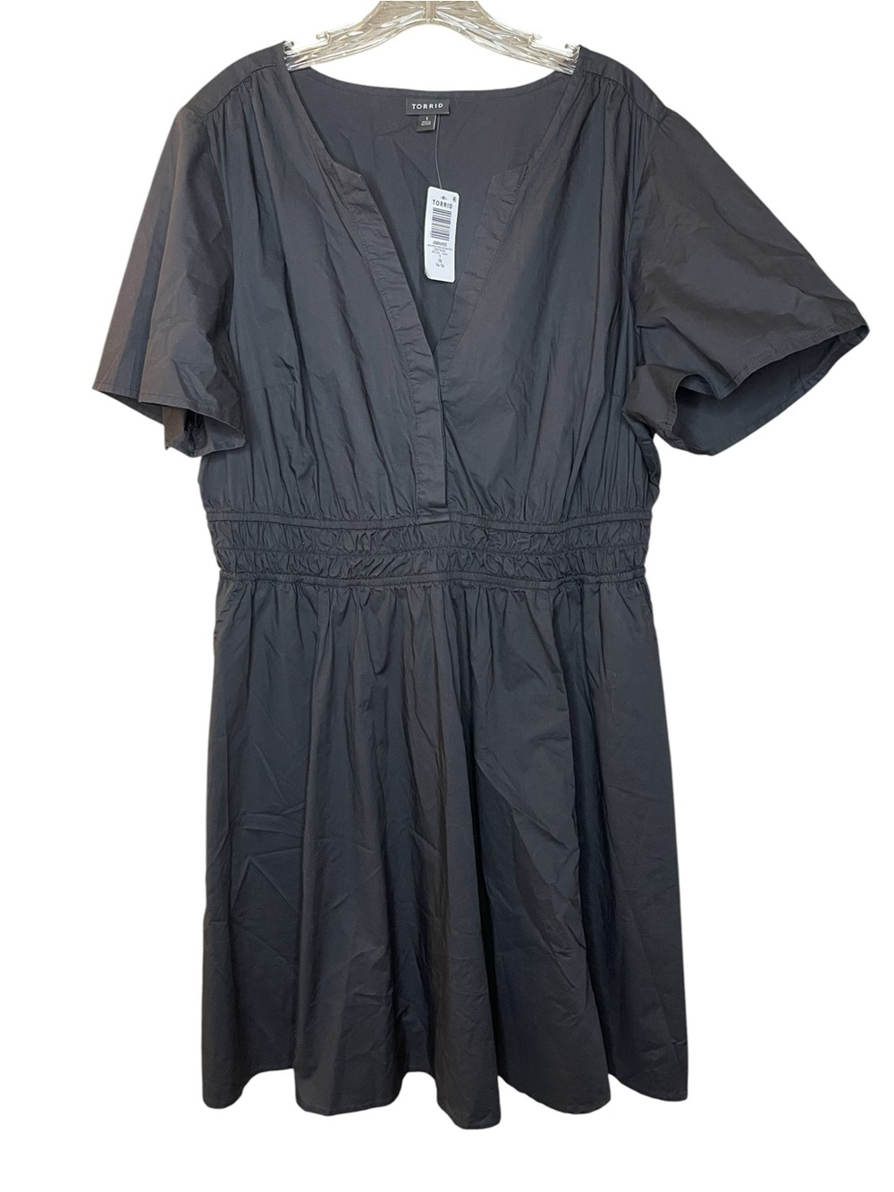 torrid Black V-Neck Smocked-Waist Midi Dress Sz 1X - Picture 3 of 6
